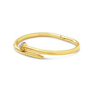 14KT Gold Plated Nail Bangle w/ CZ